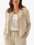 Pure Collection Textured Stripe Cardigan, Neutral