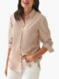 Pure Collection Stripe Pocket Shirt, Taupe/Cream