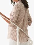 Pure Collection Stripe Pocket Shirt, Taupe/Cream