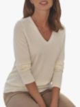 Pure Collection Cashmere V-Neck Jumper, Soft White