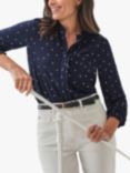 Pure Collection Spot Ruffle Trim Jersey Shirt, Navy/White