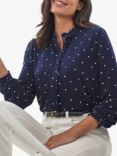 Pure Collection Spot Ruffle Trim Jersey Shirt, Navy/White