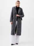 French Connection Chantelle Herringbone Wool Blend Coat, Black/White