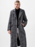 French Connection Chantelle Herringbone Wool Blend Coat, Black/White