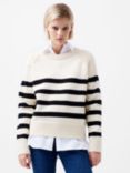 French Connection Quinley Stripe Jumper, Classic Cream/Black