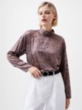 French Connection Becky Devore Turtleneck Top, Bronze/Multi