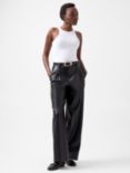 French Connection Crolenda Faux Leather Trousers, Blackout