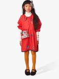 Stych Kids' Cotton Embellished Smock Dress, Red