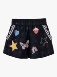 Stych Kids' Embellished Cotton Shorts, Black/Multi