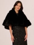 Adrianna Papell Faux Fur Cape Cover Up, Black