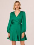 Adrianna Papell Godet Faux Wrap Dress, Radiant Emerald