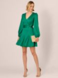 Adrianna Papell Godet Faux Wrap Dress, Radiant Emerald