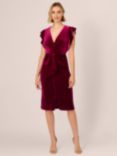 Adrianna Papell Velvet Surplice Dress, Beyond Fuchsia