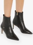 Dune Olene Leather Pointed Heeled Ankle Boots, Black