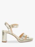 Dune Manifesting Leather Block Heeled Sandals, Gold