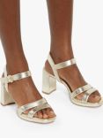 Dune Manifesting Leather Block Heeled Sandals, Gold