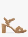 Dune Manifesting Suede Block Heeled Sandals, Caramel