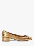 Dune Admirably Leather Block Heeled Courts, Gold