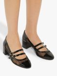 Dune Appreciate Mesh Patent Trim Block Heeled Mary Janes, Black