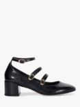 Dune Approach Leather Triple Strap Heeled Mary Janes