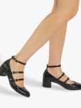 Dune Approach Leather Triple Strap Heeled Mary Janes