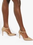 Dune Castered Pointed Toe Stiletto Heel Court Shoes, Beige