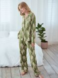 Chelsea Peers Organic Cotton Blend Leopard Pyjama Set, Green