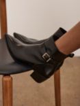 Mint Velvet Leather Pointed Block Heel Boots, Black