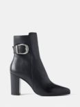 Mint Velvet Leather Buckle Ankle Boots, Black