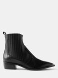 Mint Velvet Leather Western Ankle Boots, Black