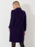 Crew Clothing Twist Neck Velvet Dress, Navy Blue