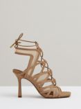 Reiss Kimberley Leather and Mesh Strappy Heeled Sandals, Neutral