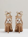 Reiss Kimberley Leather and Mesh Strappy Heeled Sandals, Neutral