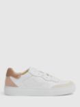 Reiss Amanda Leather Trainers, White/Nude