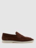 Reiss Kason Suede Loafers, Dark Brown