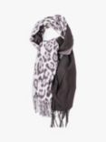 Bloom & Bay Heather Animal Print Stripe Scarf, Black/Grey