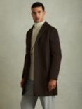 Reiss Gable Wool Epsom Overcoat, Chocolate Brown