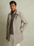 Reiss Logan Funnel Neck Coat, Taupe