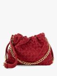 Dune Primrose Leather Woven Drawstring Bag, Burgundy