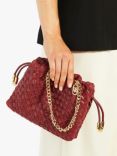 Dune Primrose Leather Woven Drawstring Bag, Burgundy