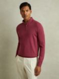 Reiss Blackhall Wool Zip Neck Jumper, Cherry Pink