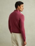 Reiss Blackhall Wool Zip Neck Jumper, Cherry Pink