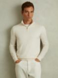 Reiss Blackhall Wool Zip Neck Jumper, Snow