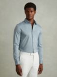 Reiss King Mercerised Cotton Jersey Shirt, Soft Blue