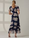 Jolie Moi Floral Tiered Maxi Dress, Navy