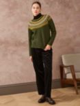 Brora Fairs Isle Yoke Wool Jumper, Moss