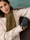 Brora Fingerless Cashmere Gloves, Midnight/Ochre