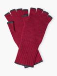 Brora Fingerless Cashmere Gloves, Mulberry/Steel