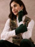 Brora Fingerless Cashmere Gloves, Pine/Thyme