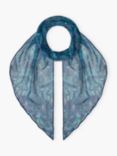 Brora Liberty Print Silk Chiffon Scarf, Cobalt